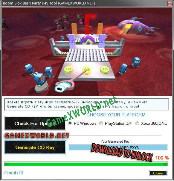 Бесплатный ключ для Boom Blox Bash Party