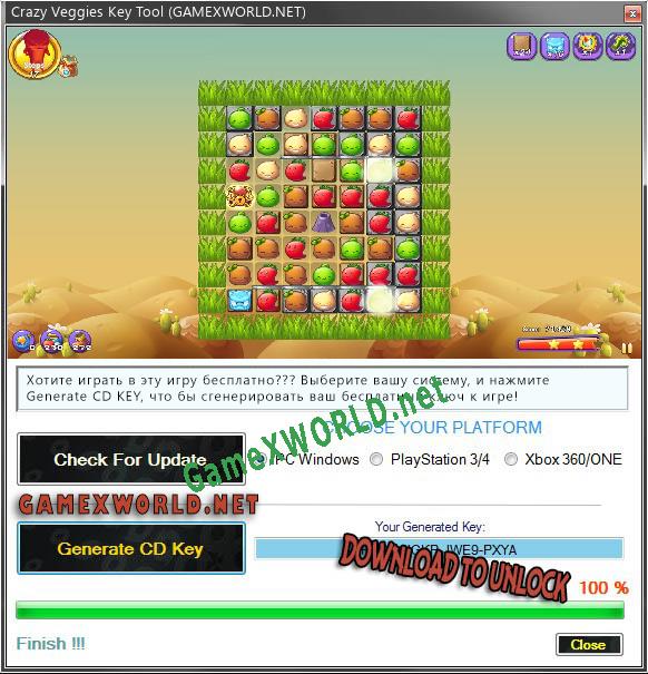 Регистрационный ключ к игре  Crazy Veggies