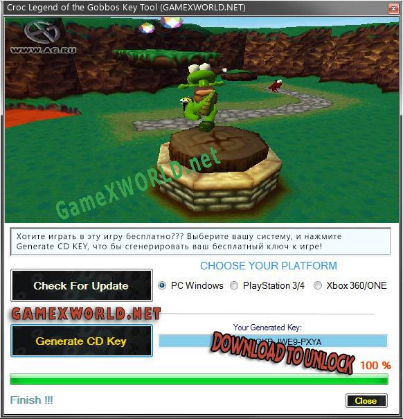 Croc Legend of the Gobbos ключ бесплатно