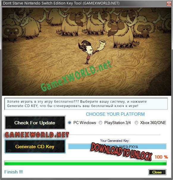 Регистрационный ключ к игре  Dont Starve Nintendo Switch Edition