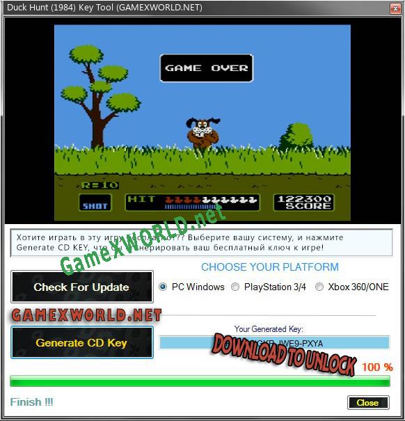 Регистрационный ключ к игре  Duck Hunt (1984)