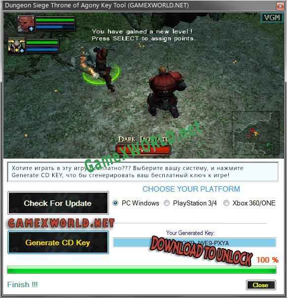 Ключ для Dungeon Siege Throne of Agony