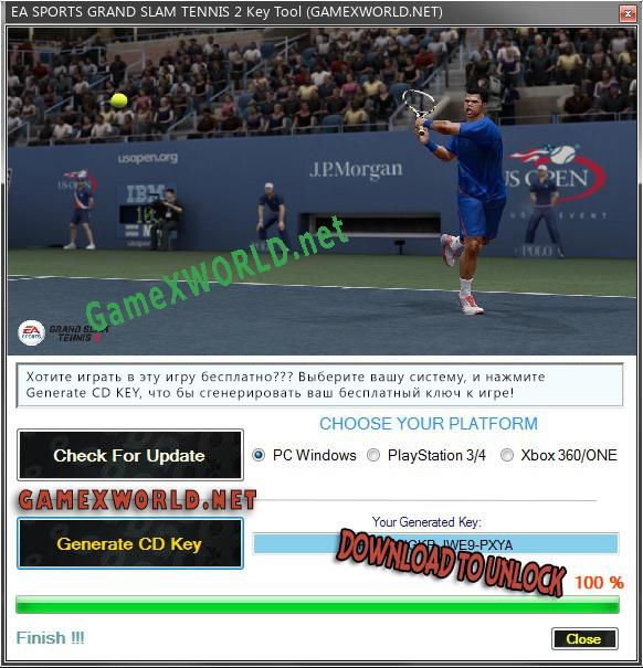 Бесплатный ключ для EA SPORTS GRAND SLAM TENNIS 2
