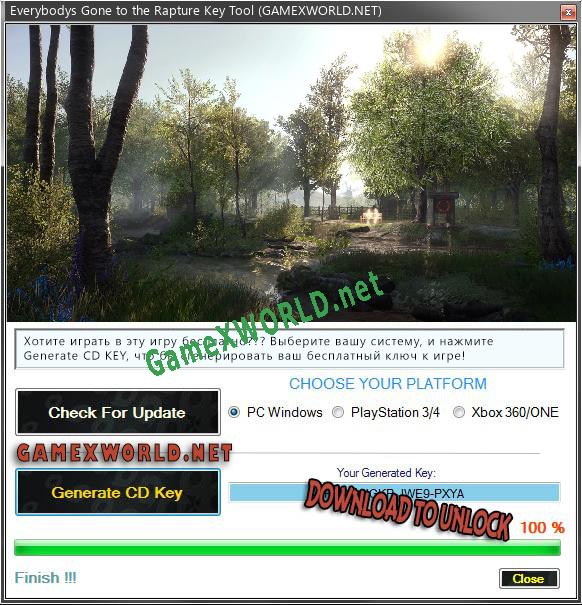 CD Key генератор для  Everybodys Gone to the Rapture