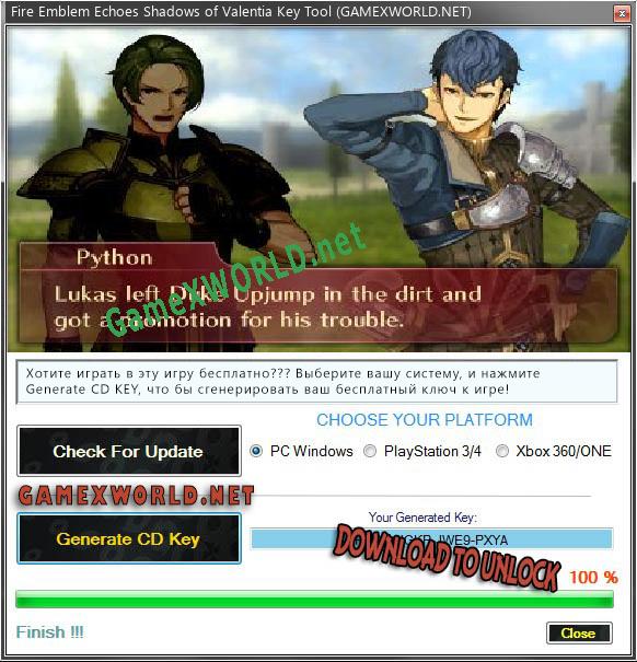 Fire Emblem Echoes Shadows of Valentia генератор ключей