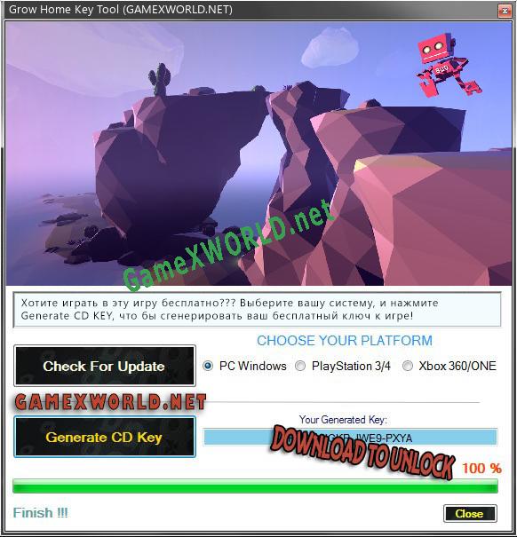 CD Key генератор для  Grow Home