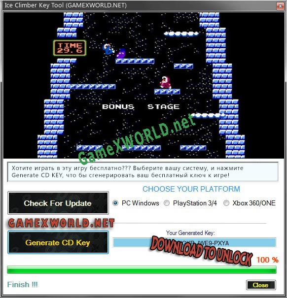 Регистрационный ключ к игре  Ice Climber