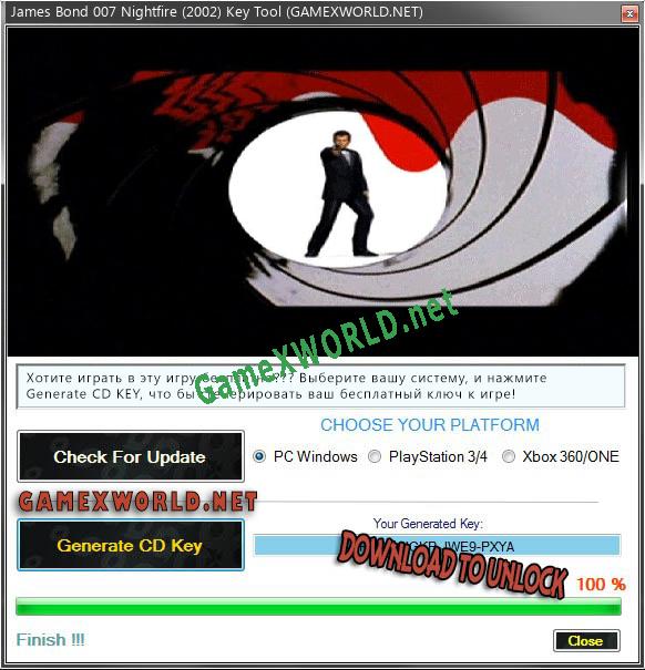 James Bond 007 Nightfire (2002) ключ бесплатно