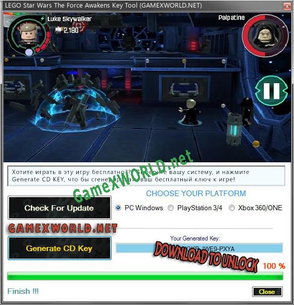 LEGO Star Wars The Force Awakens ключ бесплатно