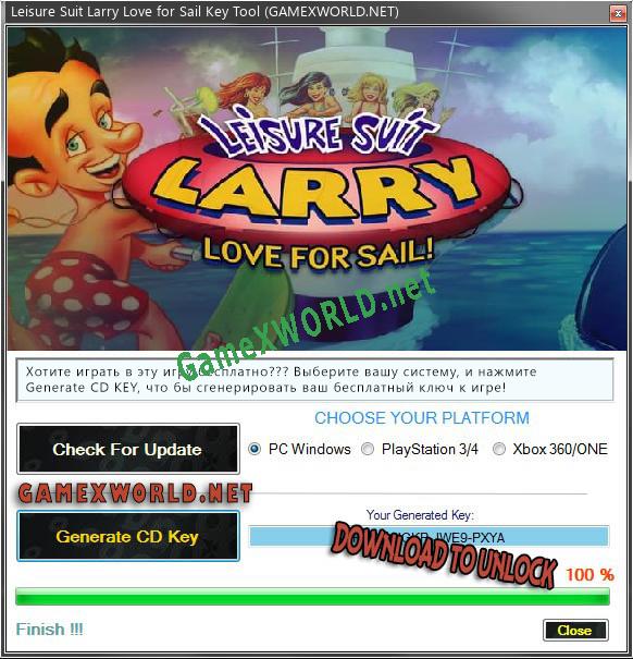 Генератор ключей (keygen)  Leisure Suit Larry Love for Sail