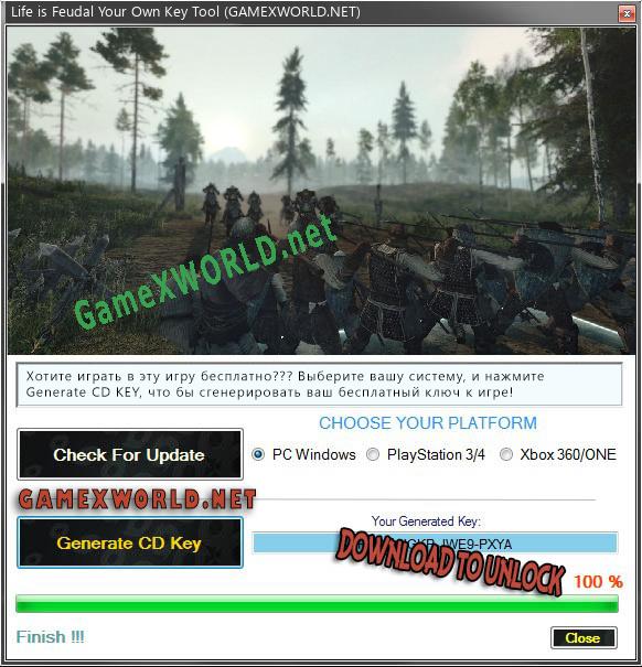 Генератор ключей (keygen)  Life is Feudal Your Own