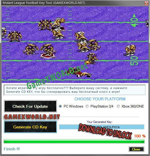 Mutant League Football ключ активации