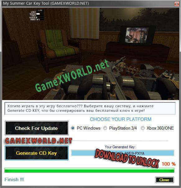 Регистрационный ключ к игре  My Summer Car