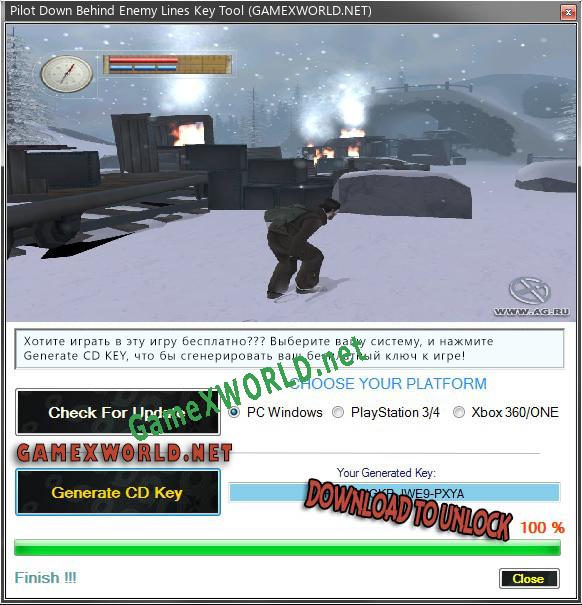 Генератор ключей (keygen)  Pilot Down Behind Enemy Lines