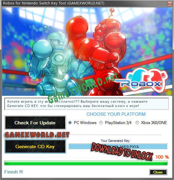 CD Key генератор для  Robox for Nintendo Switch