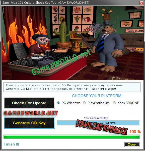 CD Key генератор для  Sam  Max 101 Culture Shock