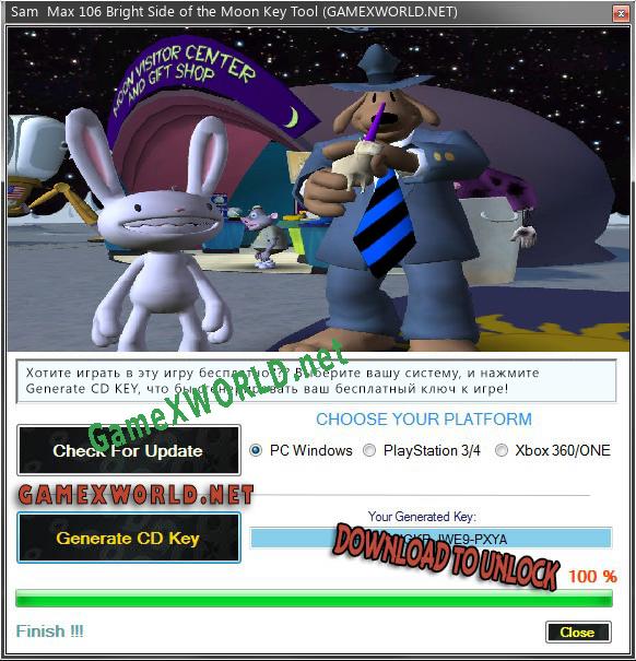 Бесплатный ключ для Sam  Max 106 Bright Side of the Moon