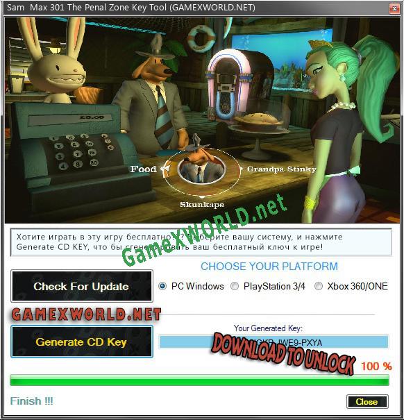 Sam  Max 301 The Penal Zone ключ бесплатно