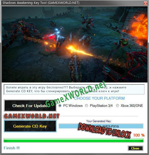 Регистрационный ключ к игре  Shadows Awakening