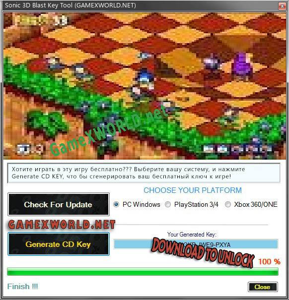 Sonic 3D Blast ключ активации