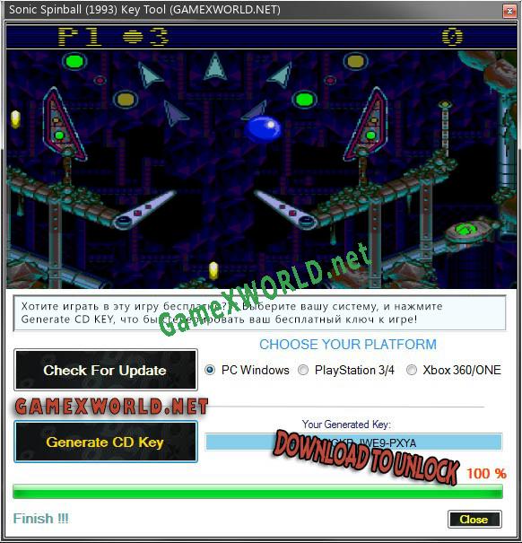 Sonic Spinball (1993) ключ бесплатно