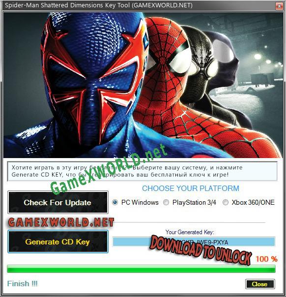 Ключ активации для Spider-Man Shattered Dimensions
