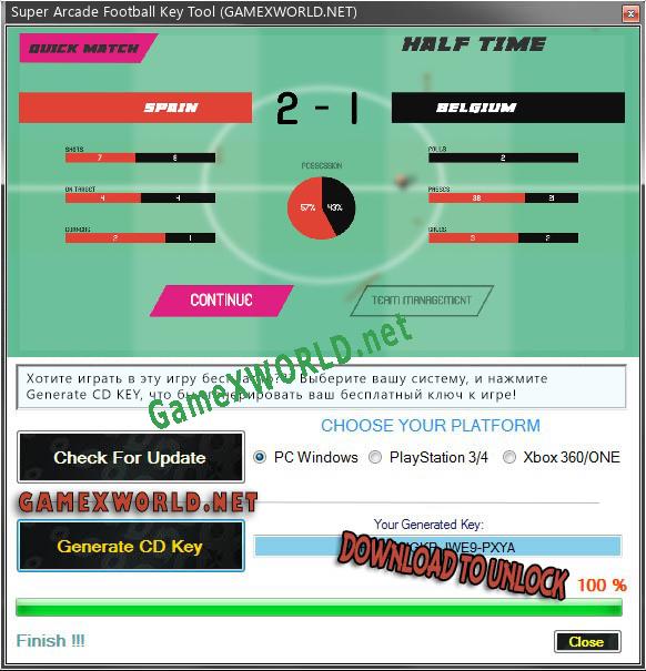 Super Arcade Football ключ бесплатно