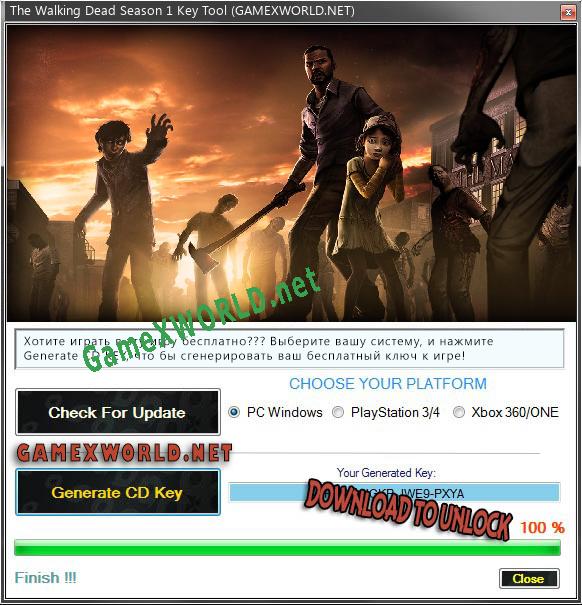 CD Key генератор для  The Walking Dead Season 1