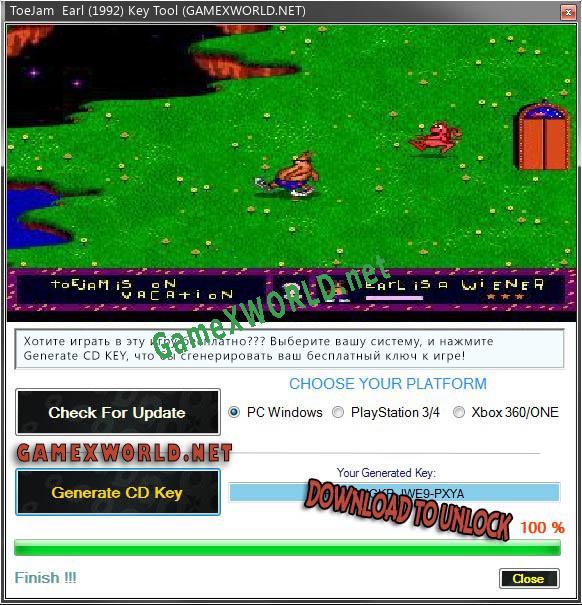 Бесплатный ключ для ToeJam  Earl (1992)