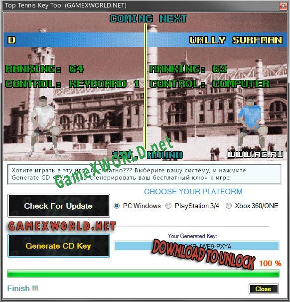 Бесплатный ключ для Top Tennis