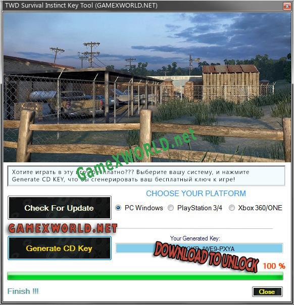 Регистрационный ключ к игре  TWD Survival Instinct