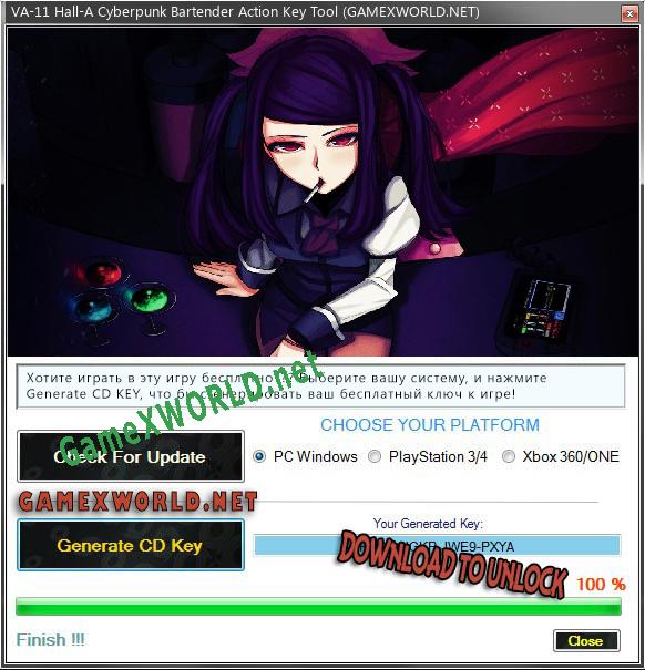 VA-11 Hall-A Cyberpunk Bartender Action генератор ключей