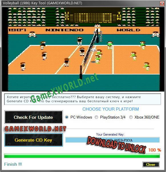 Генератор ключей (keygen)  Volleyball (1986)