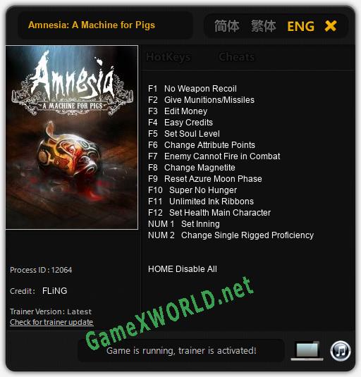 Amnesia: A Machine for Pigs: Читы, Трейнер +14 [FLiNG]