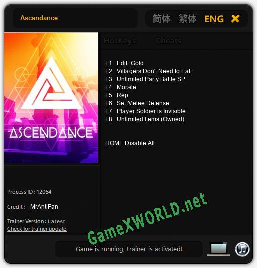 Ascendance: Читы, Трейнер +8 [MrAntiFan]