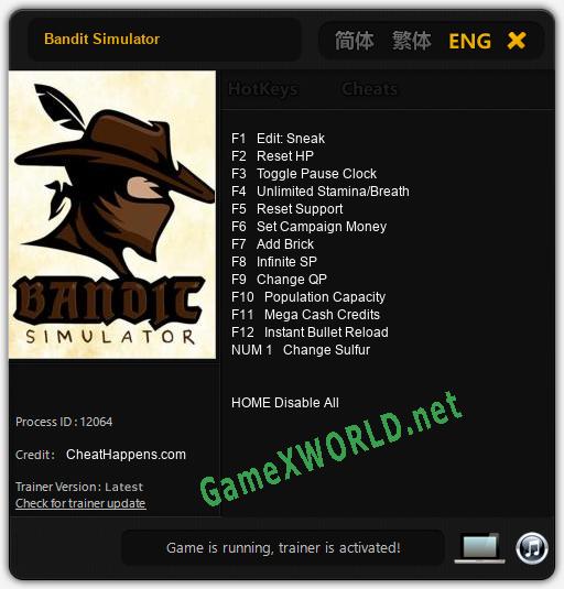 Bandit Simulator: Читы, Трейнер +13 [CheatHappens.com]