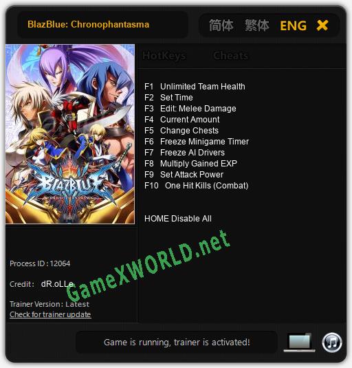 BlazBlue: Chronophantasma: Читы, Трейнер +10 [dR.oLLe]