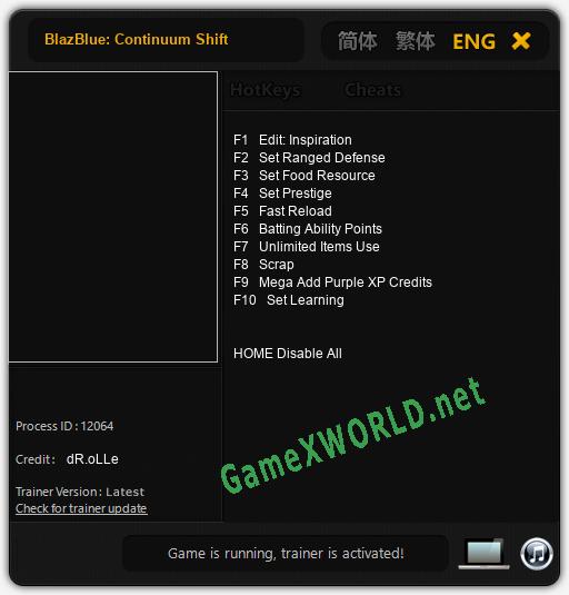 BlazBlue: Continuum Shift: Читы, Трейнер +10 [dR.oLLe]