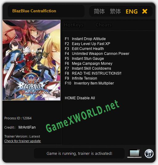 BlazBlue Centralfiction: Читы, Трейнер +10 [MrAntiFan]