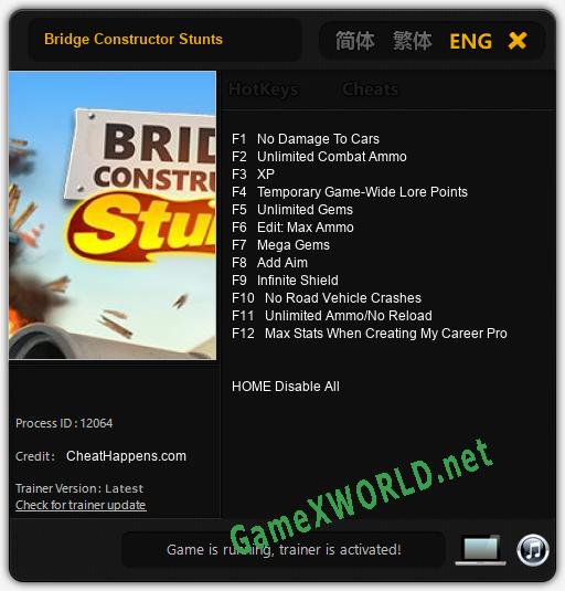 Bridge Constructor Stunts: Читы, Трейнер +12 [CheatHappens.com]
