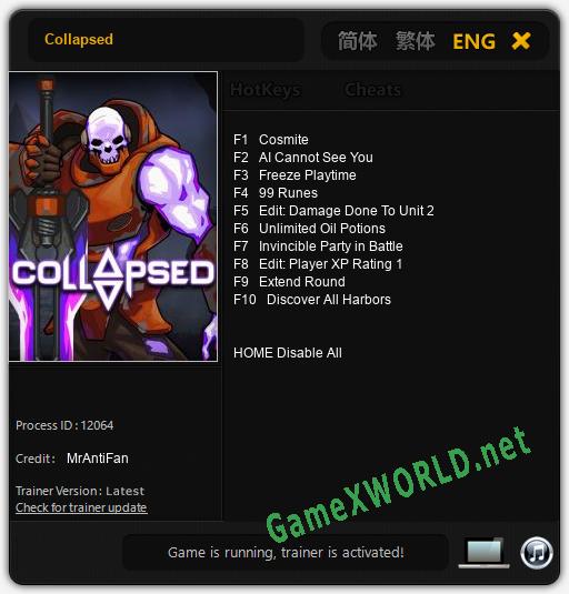 Collapsed: Читы, Трейнер +10 [MrAntiFan]