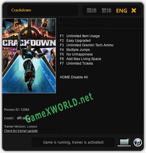 Crackdown: Читы, Трейнер +7 [dR.oLLe]
