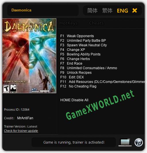 Daemonica: Читы, Трейнер +12 [MrAntiFan]