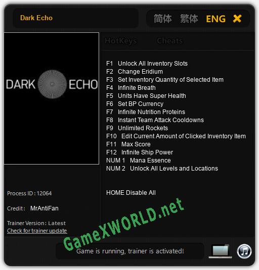 Dark Echo: Читы, Трейнер +14 [MrAntiFan]