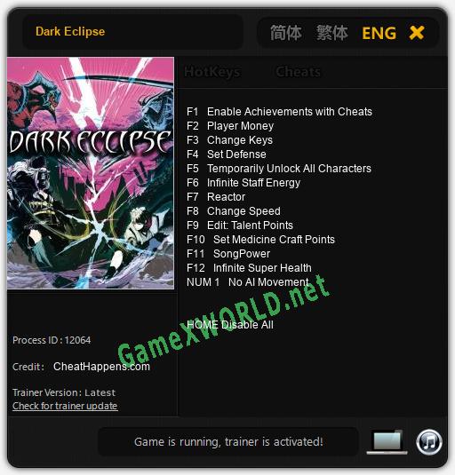 Dark Eclipse: Читы, Трейнер +13 [CheatHappens.com]