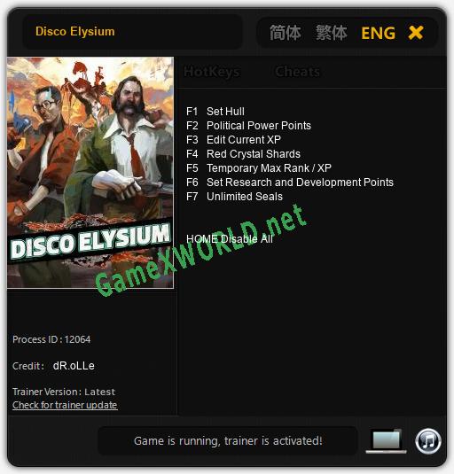 Disco Elysium: Читы, Трейнер +7 [dR.oLLe]