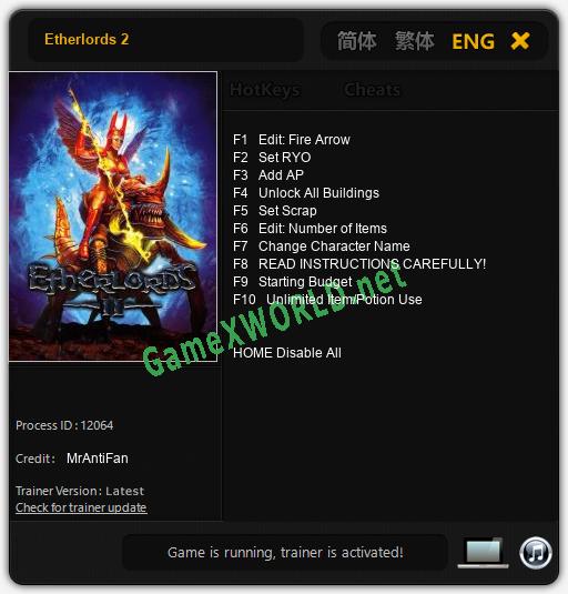 Etherlords 2: Читы, Трейнер +10 [MrAntiFan]