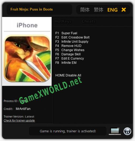 Fruit Ninja: Puss in Boots: Читы, Трейнер +8 [MrAntiFan]
