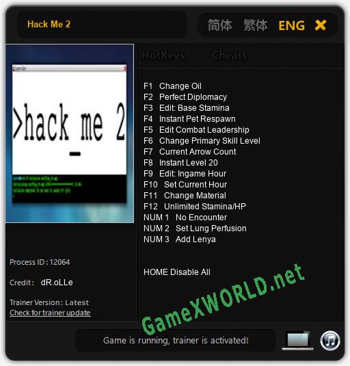 Hack Me 2: Читы, Трейнер +15 [dR.oLLe]