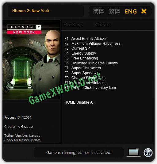 Hitman 2: New York: Читы, Трейнер +11 [dR.oLLe]